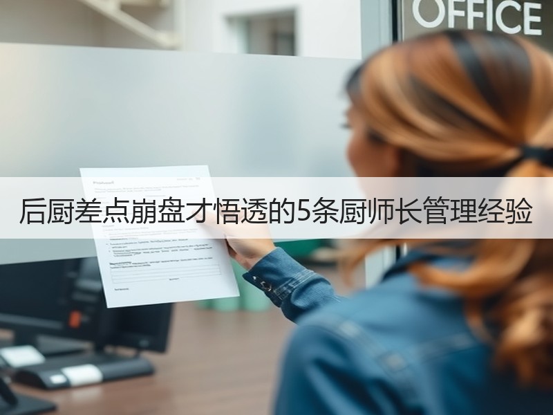 后厨差点崩盘才悟透的5条厨师长管理经验