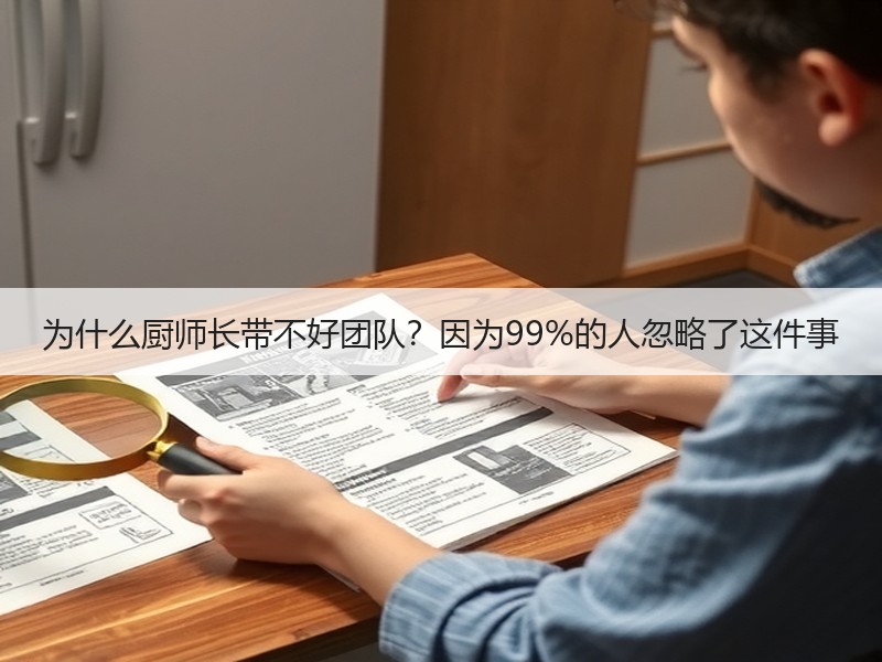 为什么厨师长带不好团队？因为99%的人忽略了这件事